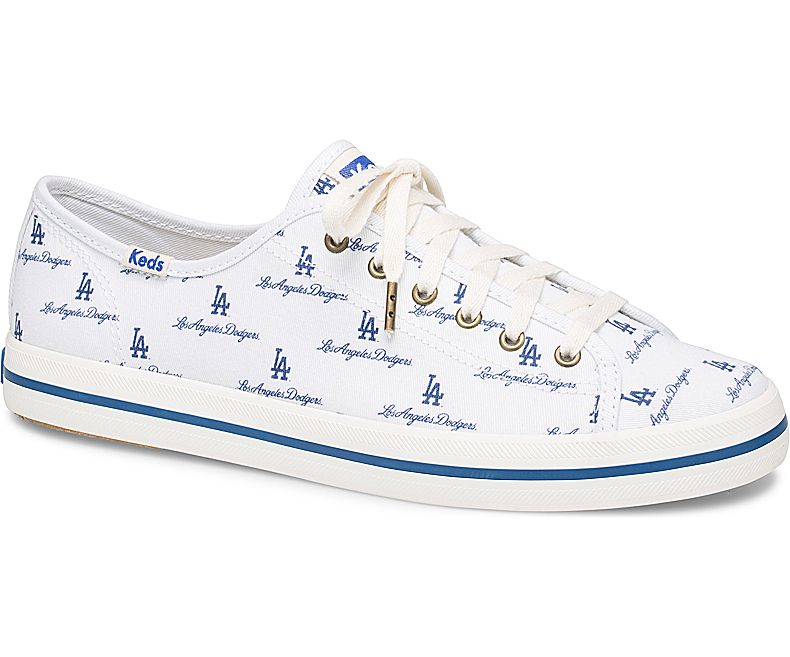 Keds Womens White Lace Up Shoes - Keds Kickstart Mlb® 713XPLGKS